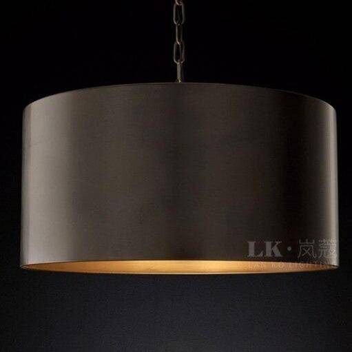 Suspension design LED avec abat-jour cylindre métal industriel