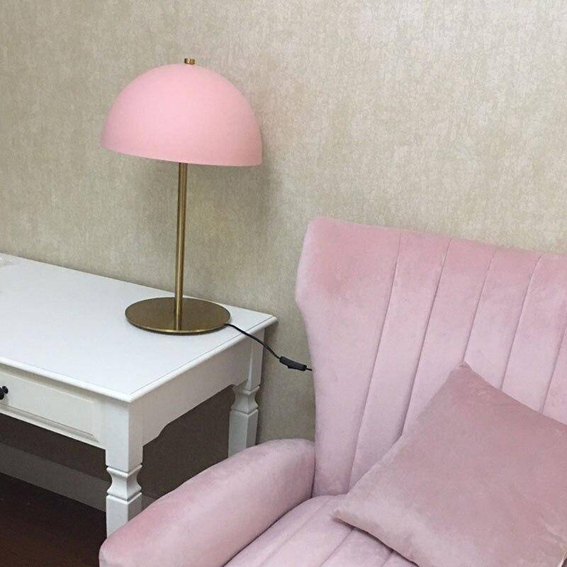 Lampe à poser design LED avec socle doré et abat-jour style Mushroom - vue 5 sur 6
