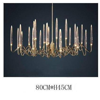 Lustre design LED avec tiges dorées et verre style Hotel - vue 8 sur 11