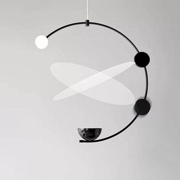 Suspension design LED avec arc de cercle noir et boule lumineuse Creative - vue 7 sur 7