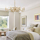 Lustre design LED avec branches dorées et lampes bougies Crystal