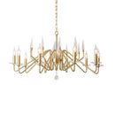 Lustre design LED avec branches dorées et lampes bougies Crystal