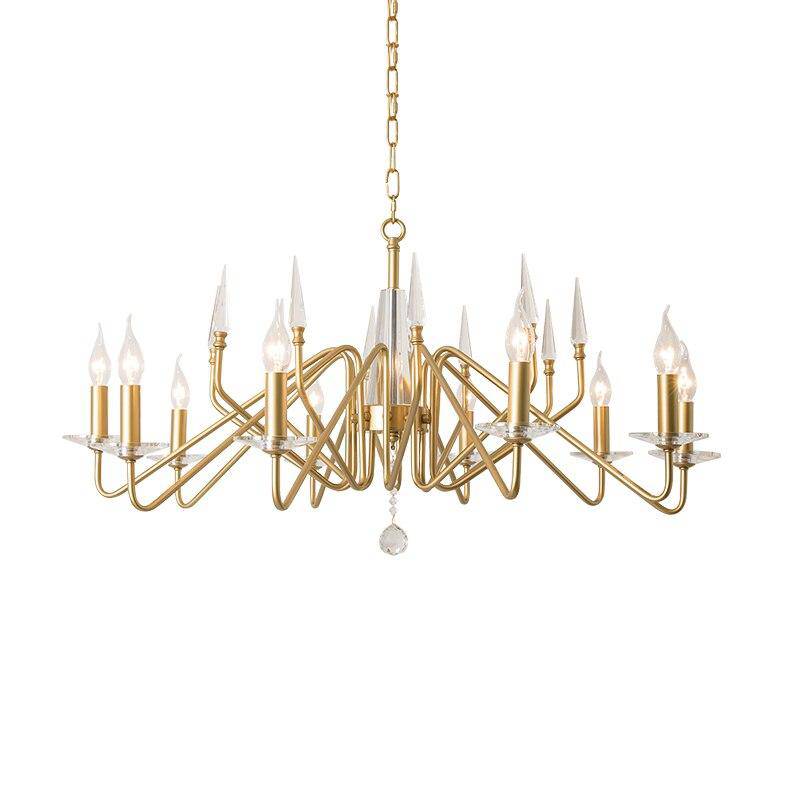 Lustre design LED avec branches dorées et lampes bougies Crystal - vue 8 sur 8