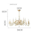 Lustre design LED avec branches dorées et lampes bougies Crystal