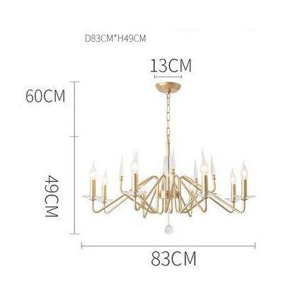 Lustre design LED avec branches dorées et lampes bougies Crystal - vue 7 sur 8