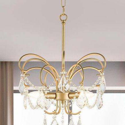 Lustre design LED avec branches dorées et verre crystal Luxury - vue 3 sur 3
