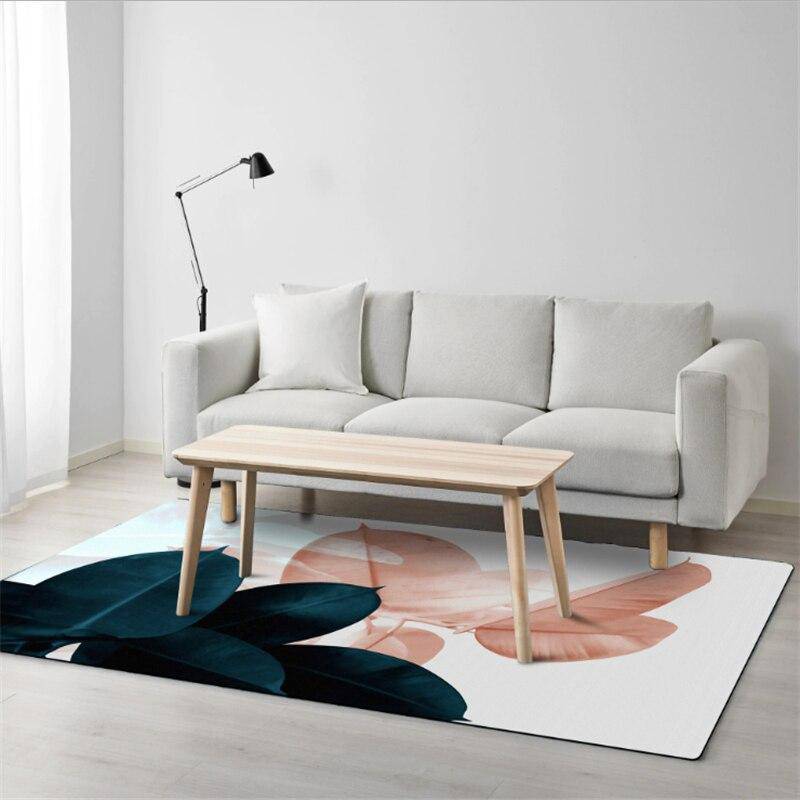 Tapis moderne rectangle à feuilles colorées rose et bleu Anto - vue 4 sur 3