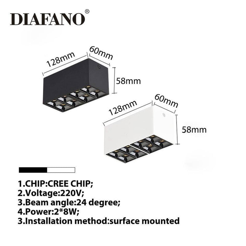 Spot moderne LED box rectangle en métal Light