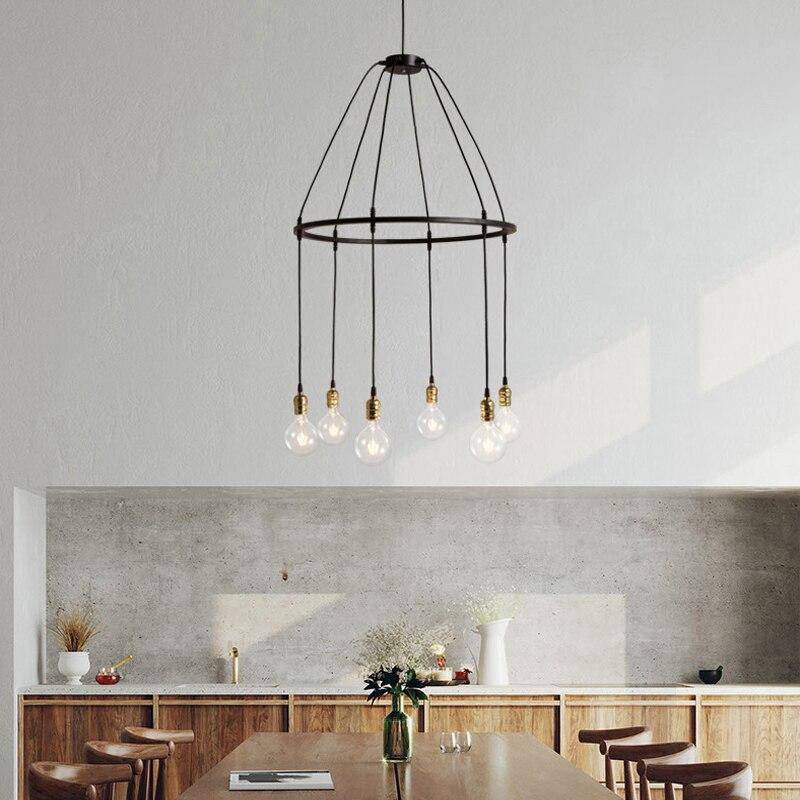 Suspension industrielle LED avec plusieurs ampoules rétro - vue 4 sur 6