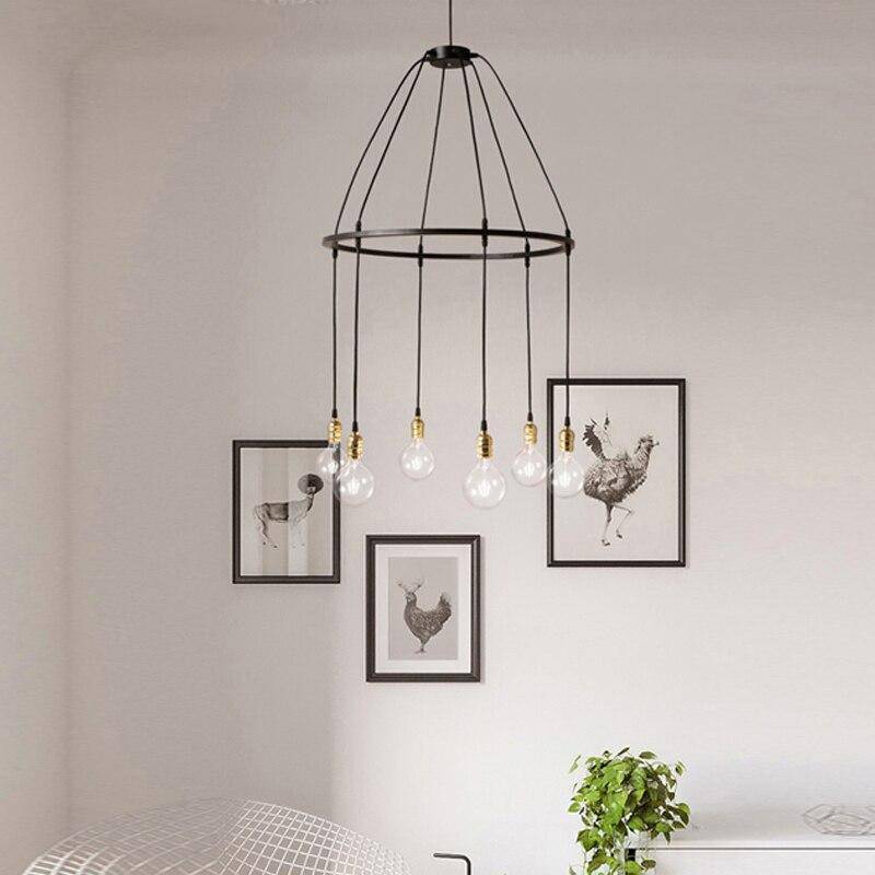 Suspension industrielle LED avec plusieurs ampoules rétro - vue 5 sur 6
