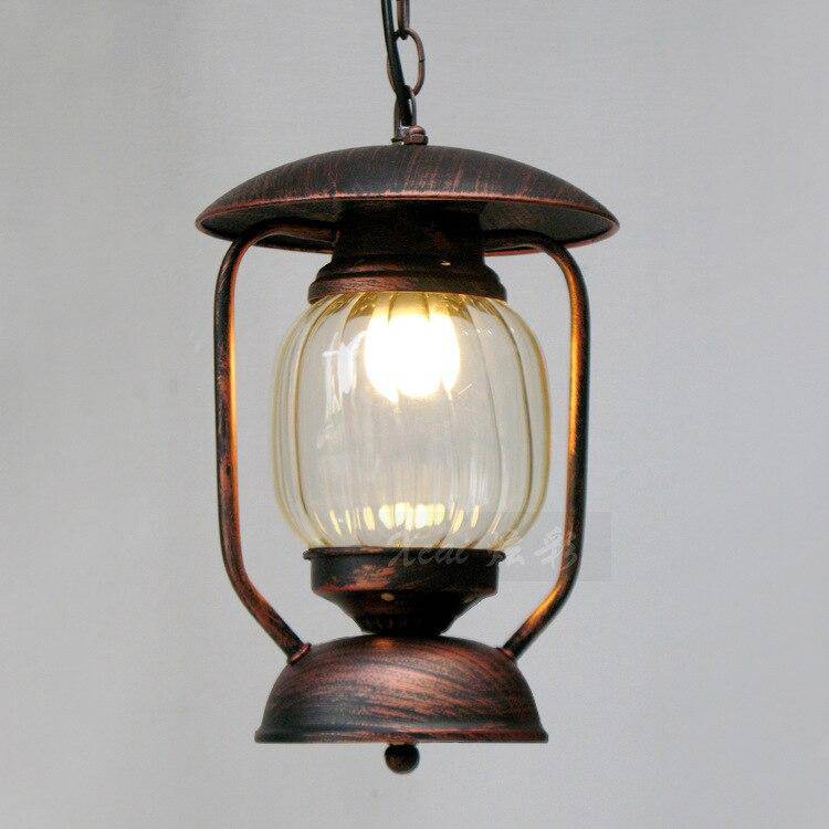 Suspension rétro LED en métal avec abat-jour en verre arrondi