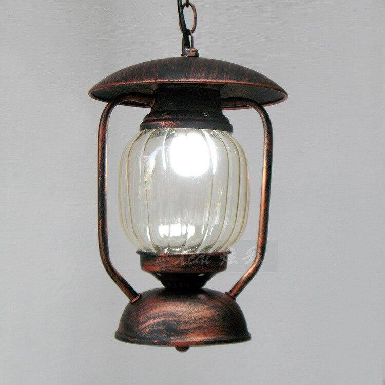 Suspension rétro LED en métal avec abat-jour en verre arrondi