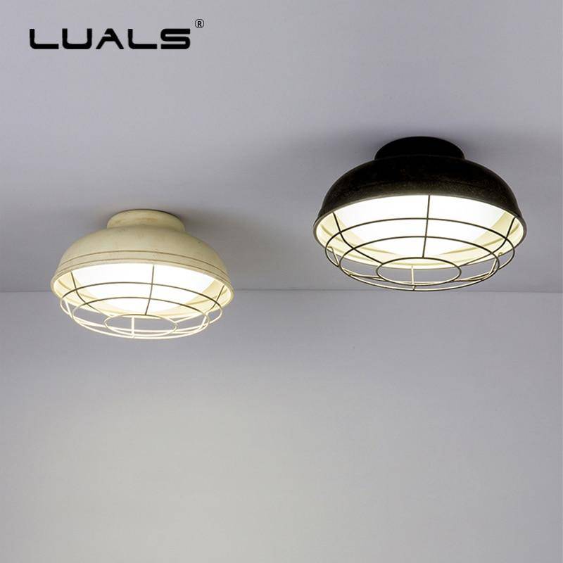 Plafonnier moderne LED avec cage en métal style Loft - vue 6 sur 7