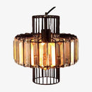 Suspension retro LED avec abat-jour en métal et verre Cristal