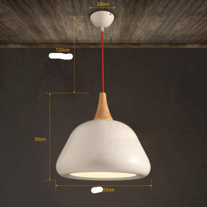 Suspension moderne LED avec abat-jour bois et métal blanc - vue 5 sur 4