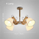 Lustre retro LED avec plusieurs abat-jours tissu vintage
