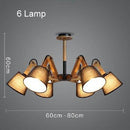 Lustre retro LED avec plusieurs abat-jours tissu vintage