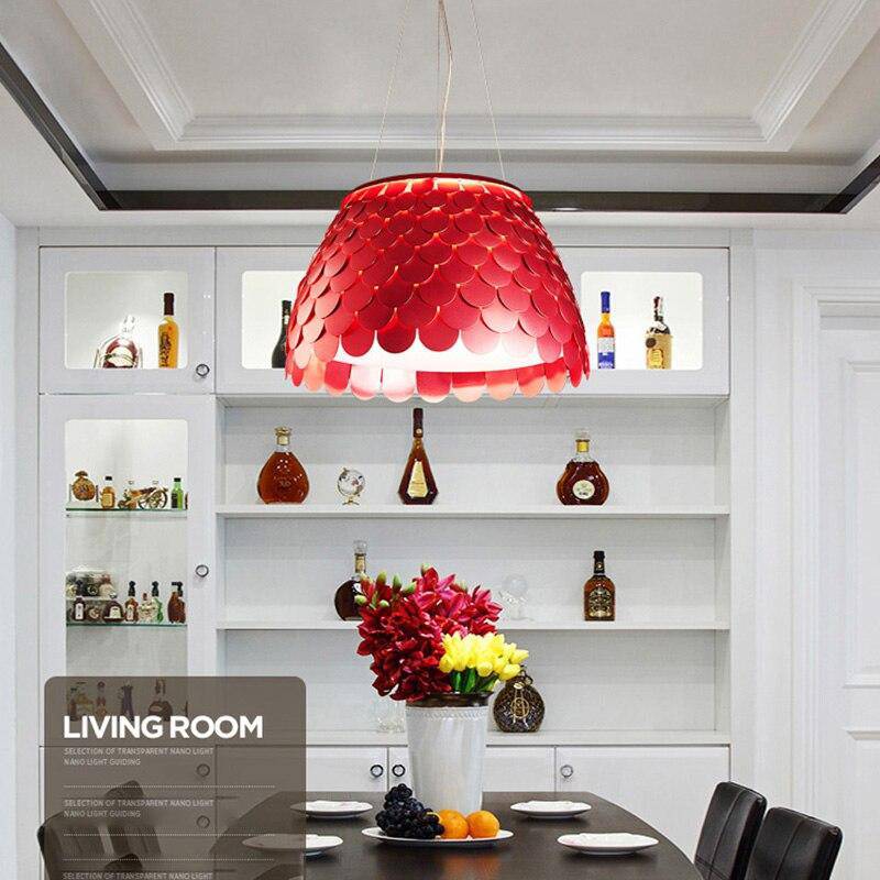 Suspension design LED avec abat-jour conique en tuile colorée - vue 6 sur 9