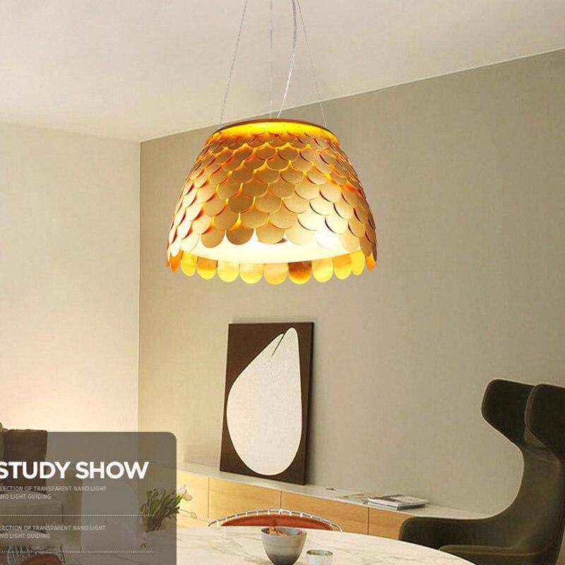 Suspension design LED avec abat-jour conique en tuile colorée - vue 3 sur 9
