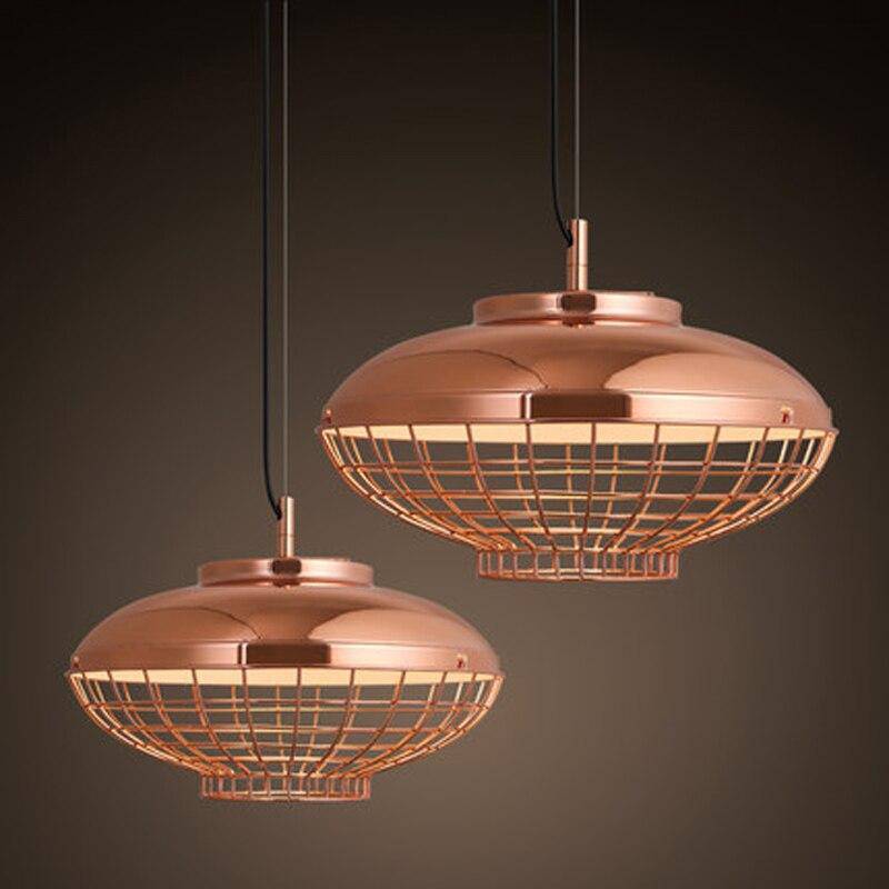 Suspension design LED avec en métal rose gold - vue 3 sur 4