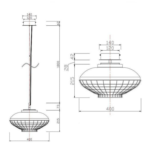 Suspension design LED avec en métal rose gold