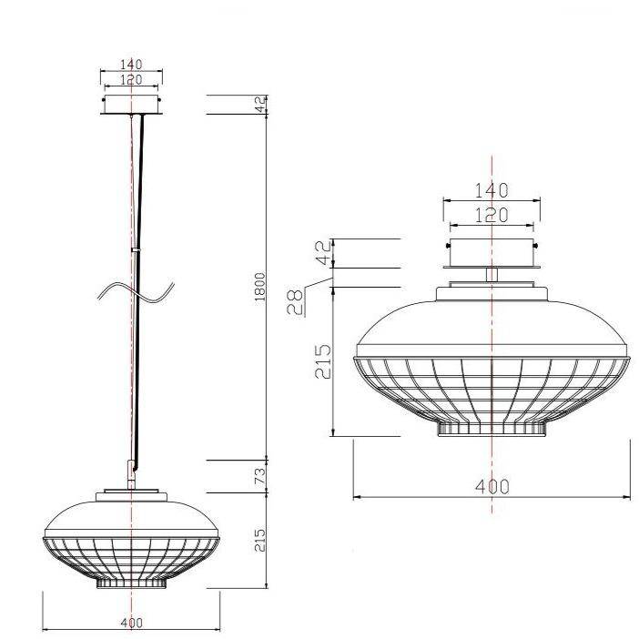 Suspension design LED avec en métal rose gold - vue 4 sur 4