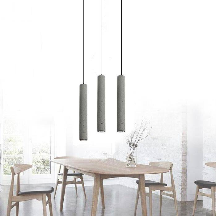 Suspension design LED allongée en ciment gris - vue 8 sur 8