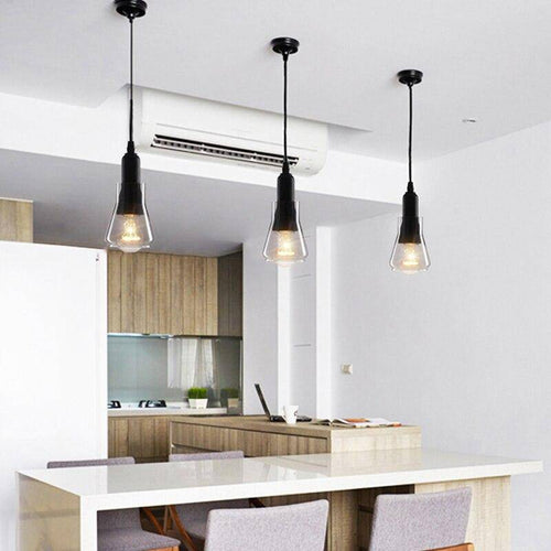 Suspension design LED noire avec abat-jour arrondie en verre - vue 4 sur 8