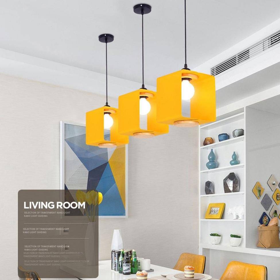 Suspension moderne LED en cube coloré Creative - vue 3 sur 8
