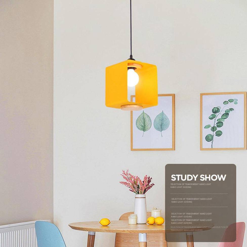 Suspension moderne LED en cube coloré Creative - vue 5 sur 8
