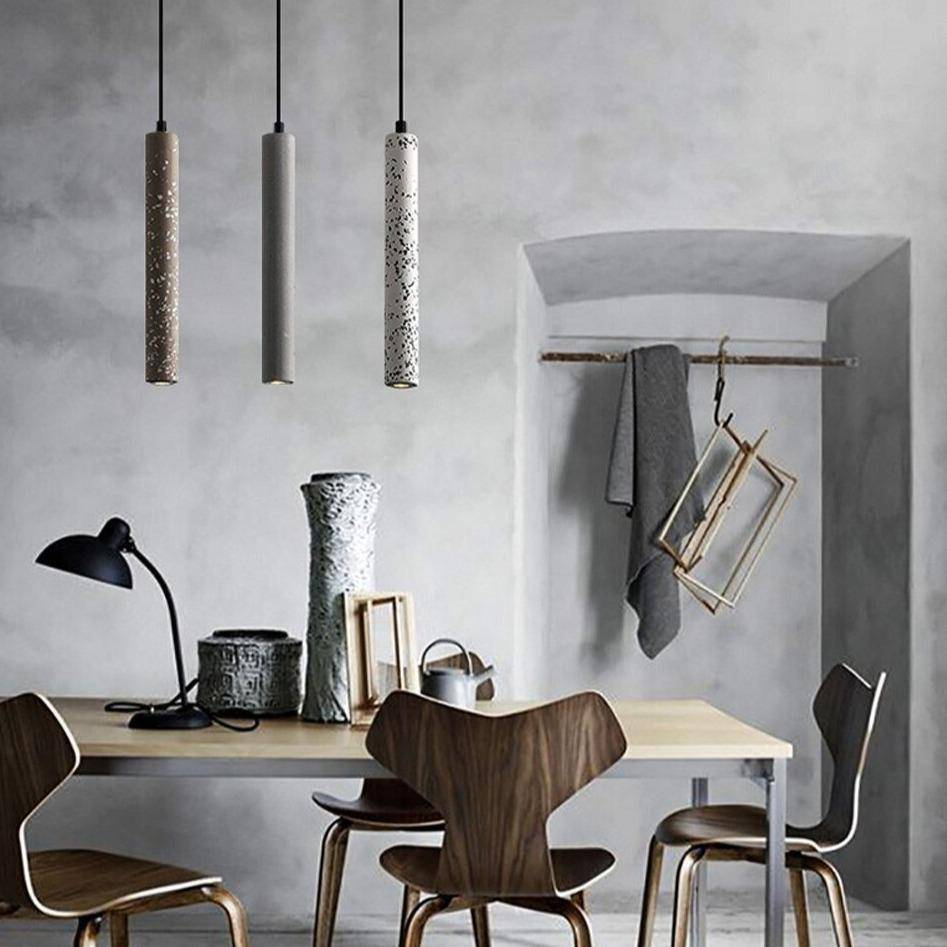 Suspension design LED allongée en ciment terrazzo coloré - vue 6 sur 8