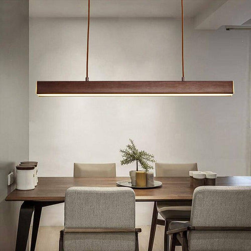 Suspension moderne LED allongé imitation bois
