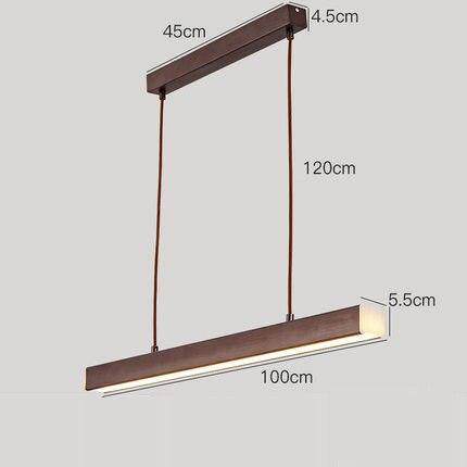 Suspension moderne LED allongé imitation bois - vue 4 sur 9