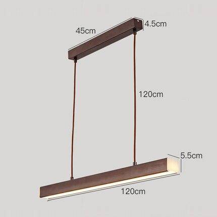 Suspension moderne LED allongé imitation bois - vue 5 sur 9