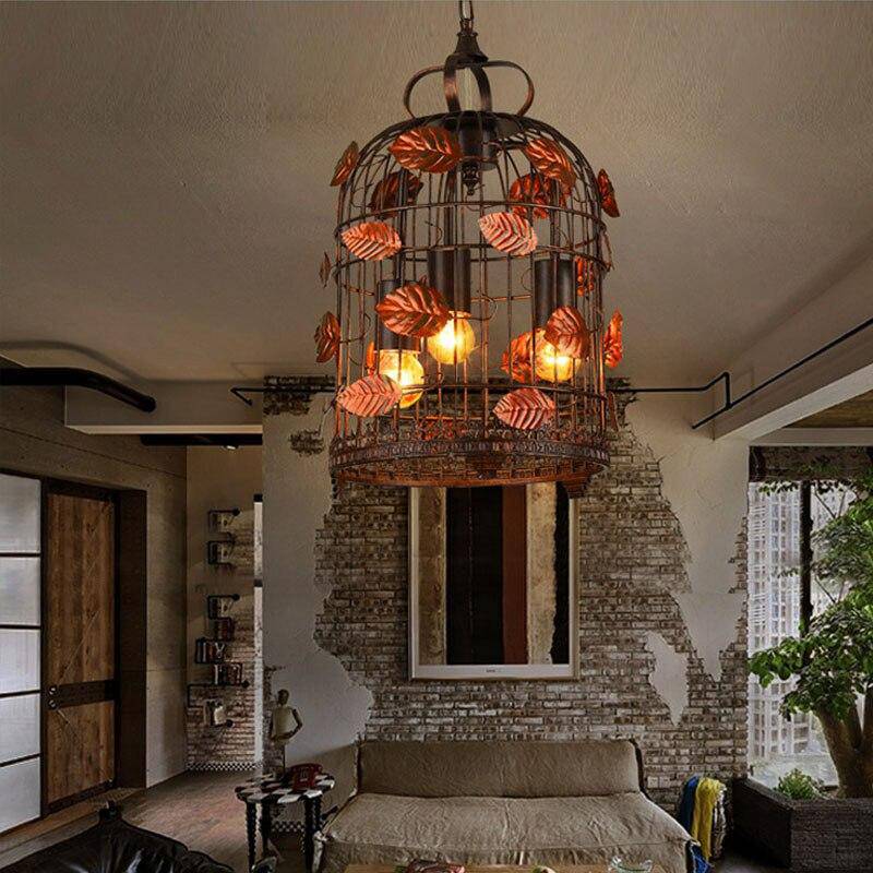 Suspension retro LED en métal style cage aux oiseaux - vue 4 sur 7