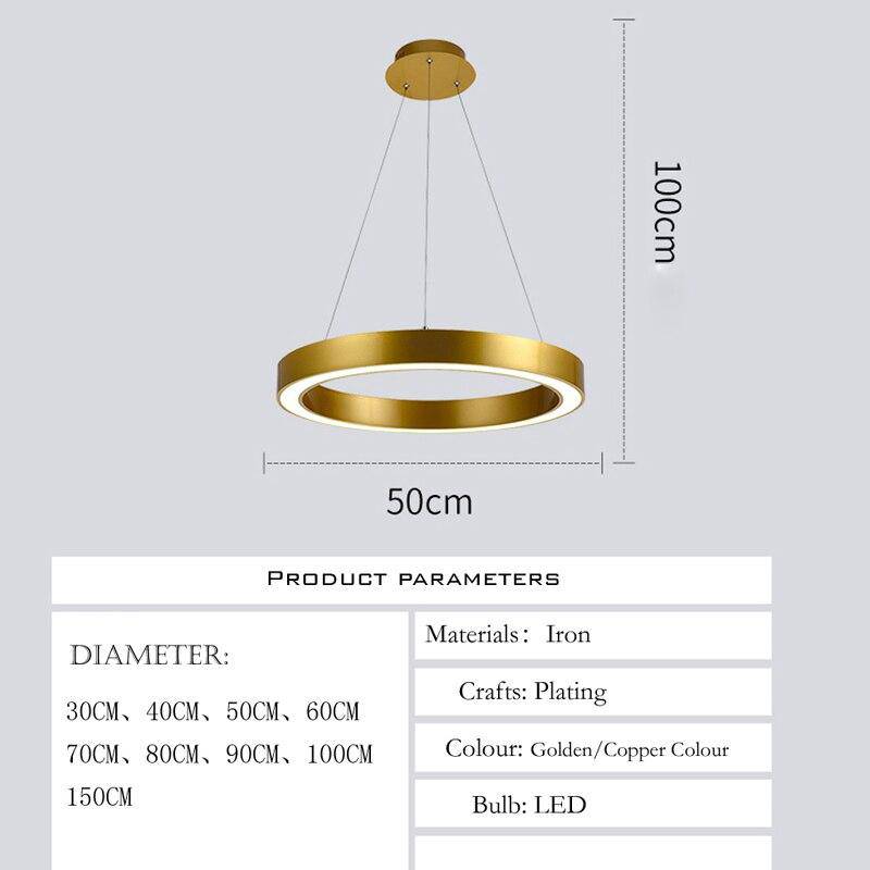 Suspension design LED avec cercle en métal aux bords épais Luxury - vue 5 sur 5