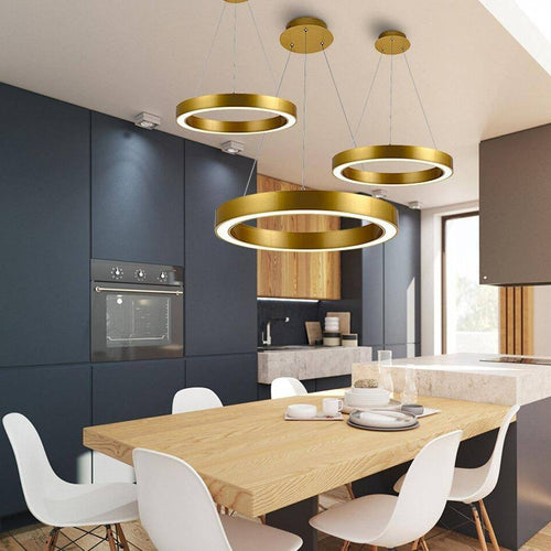 Suspension design LED avec cercle en métal aux bords épais Luxury - vue 4 sur 5