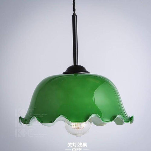 Suspension retro LED avec abat-jour aux bords courbés