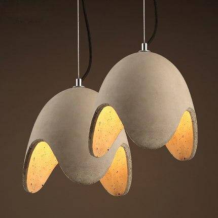 Suspension en ciment LED avec abat-jour arrondi gris - vue 4 sur 4