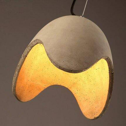 Suspension en ciment LED avec abat-jour arrondi gris - vue 3 sur 4