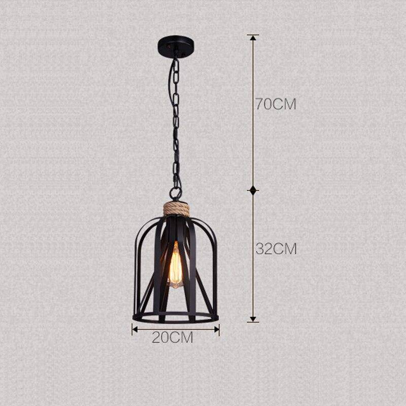 Suspension rustique LED avec cage en métal noir style industriel - vue 5 sur 4