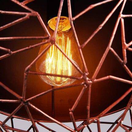 Suspension design LED avec abat-jour métal arrondi et ampoule Edison - vue 5 sur 6