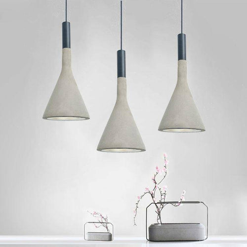 Suspension design LED avec abat-jour conique en ciment