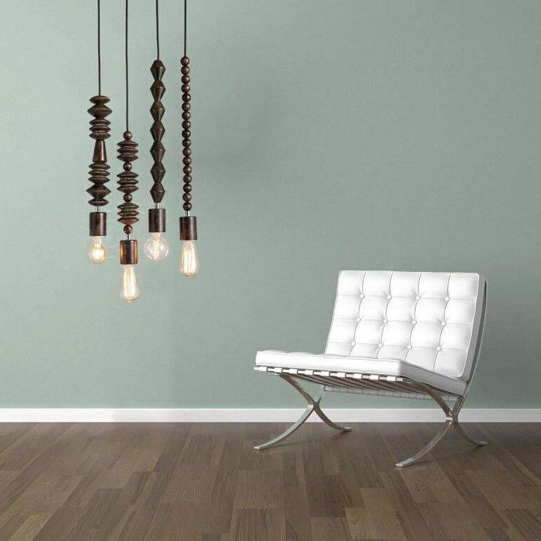 Suspension retro en bois avec ampoule Edison - vue 3 sur 8