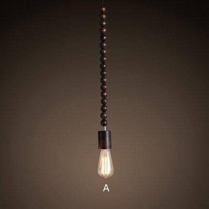Suspension retro en bois avec ampoule Edison - vue 5 sur 8