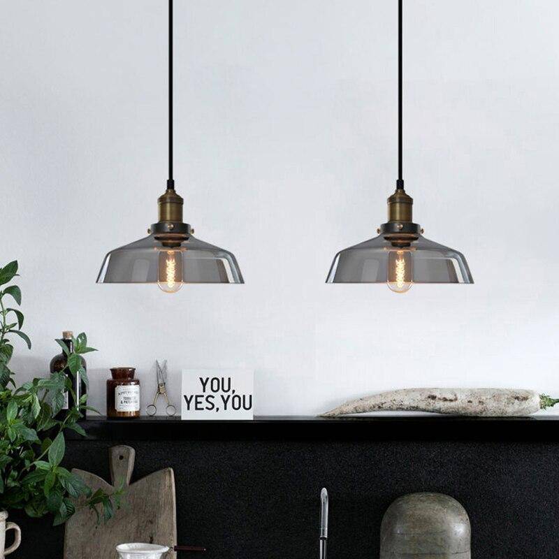 Suspension retro LED avec abat-jour en verre et ampoule Edison - vue 5 sur 12