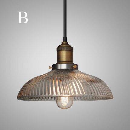 Suspension retro LED avec abat-jour en verre et ampoule Edison - vue 7 sur 12