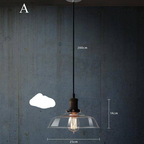 Suspension retro LED avec abat-jour en verre et ampoule Edison