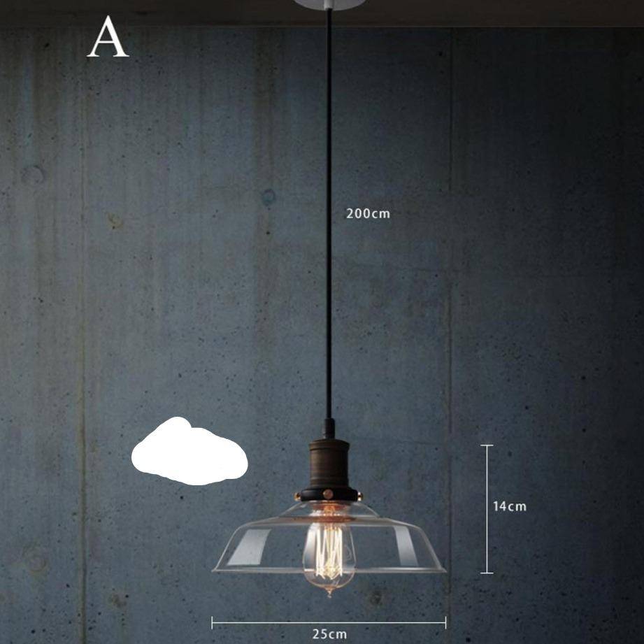 Suspension retro LED avec abat-jour en verre et ampoule Edison - vue 11 sur 12