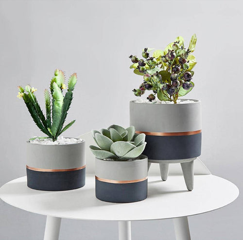 Cache-pot sur pied bas design effet ciment Ultra - vue 7 sur 12